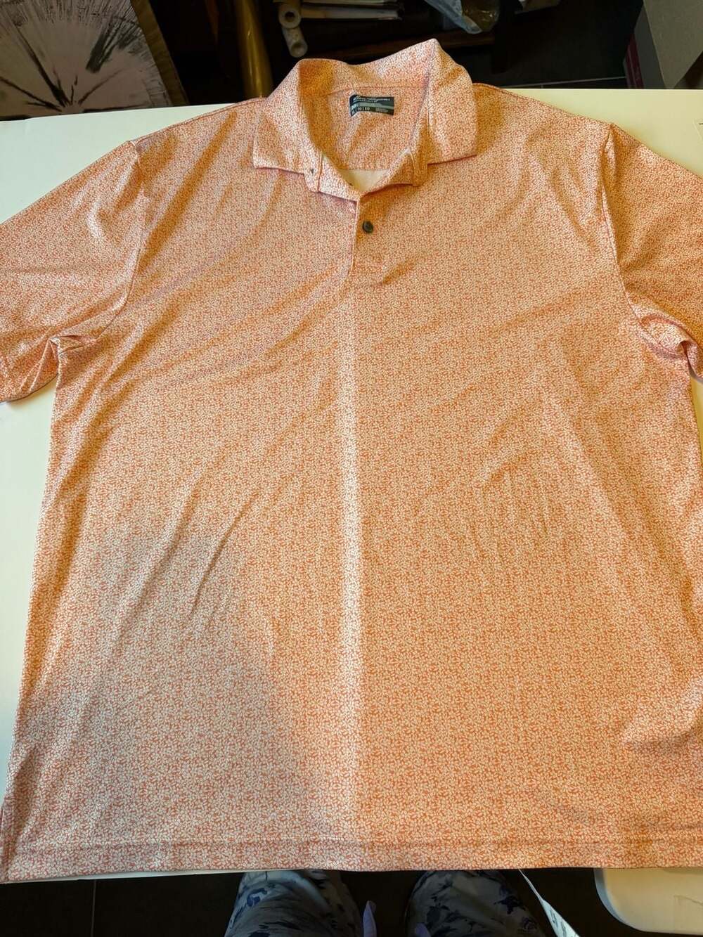 Ben Hogan Performance Men's All Over Floral Printed Golf Polo Shirt Orange XL